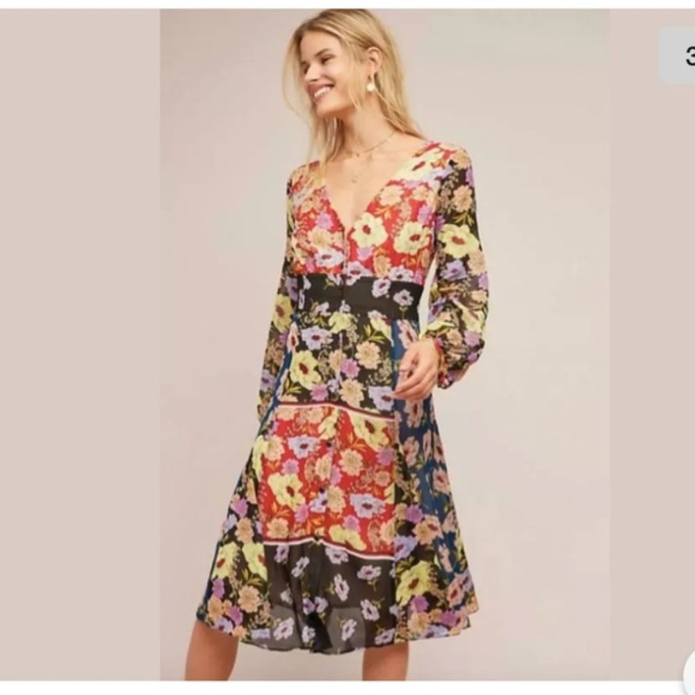 Maeve Anthropologie Gardenia Wrap Dress Floral